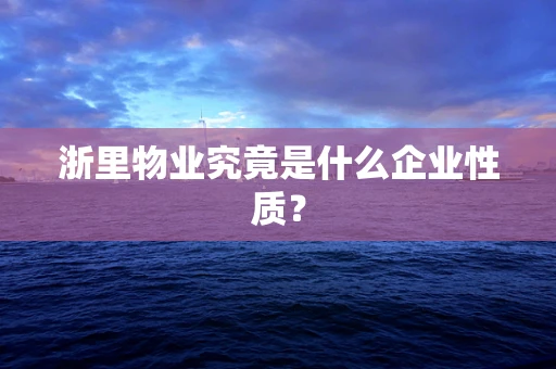 浙里物业究竟是什么企业性质？