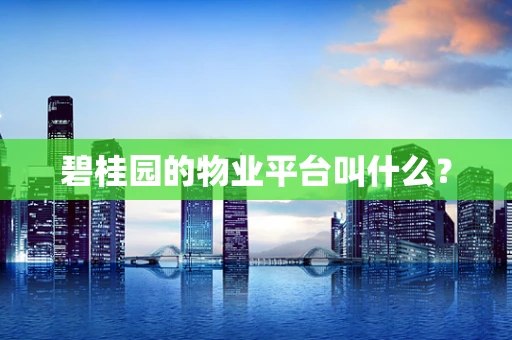 碧桂园的物业平台叫什么？