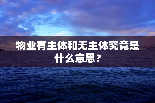 物业有主体和无主体究竟是什么意思？